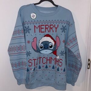 Disney Unisex XL Stitch Light -Up Merry Stitchmas sweatshirtt